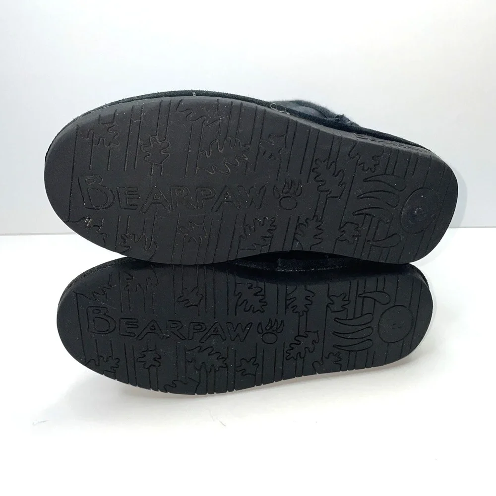 BEARPAW Boots Emma Youth Shearling Winter‎ Snow Boot Black Suede Size 2